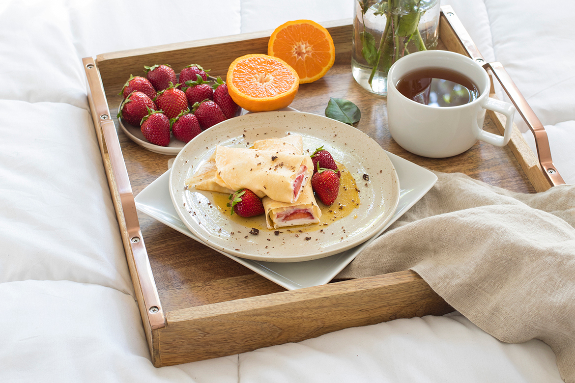 Strawberry Crepes with Pixie Caramel | brunch or breakfast in bed recipe