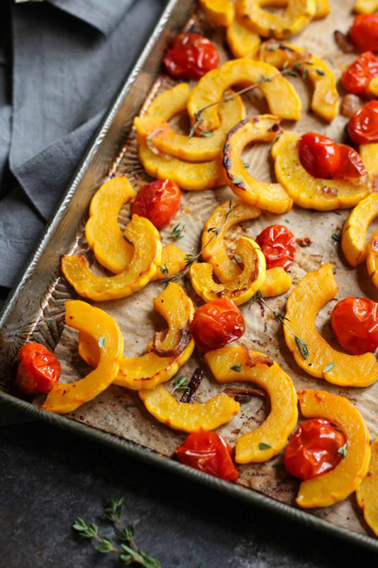 The Best of Whole30 Recipe Roundup l roasted delicata squash with tomatoes
