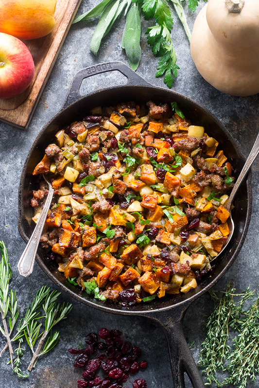 Healthy Thanksgiving Sides Recipe Roundup l butternut sausage stuffing