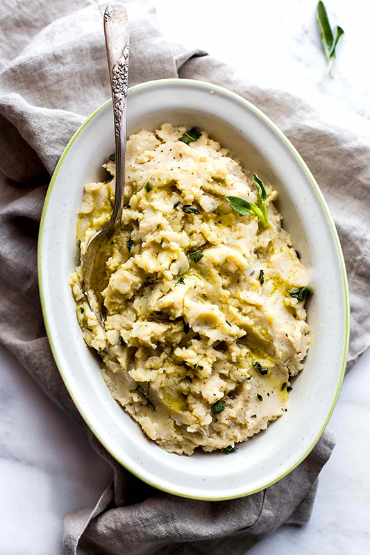Healthy Thanksgiving Sides Recipe Roundup l vegan white bean mashed potatoes