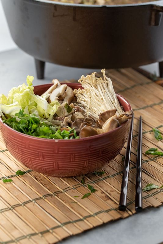 asian recipes, sukiyaki in a bowl, sukiyaki dish, asian inspired dishes