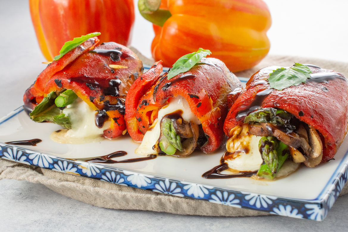 roasted peppers, roasted peppers recipes, roulades, appetizers