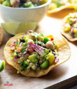 meatless ceviche on tostada