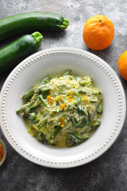 zucchini asparagus and orange, st. patrick's day, st. patty's day, green food, st. patrick's day recipe, zoodles